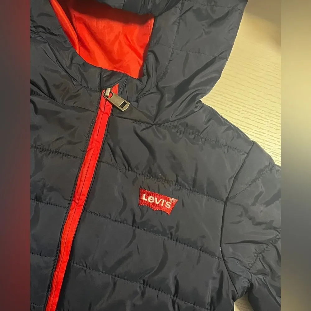 Levi's Toddler Boy Navy Blue Logo Puffer Jacket Coat Sz 2T